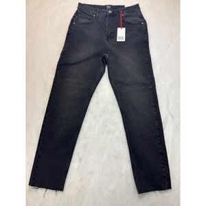 BDG Urban Outfitters Edie Super High Waisted Slim Leg Jeans Black Raw Hem 30/32